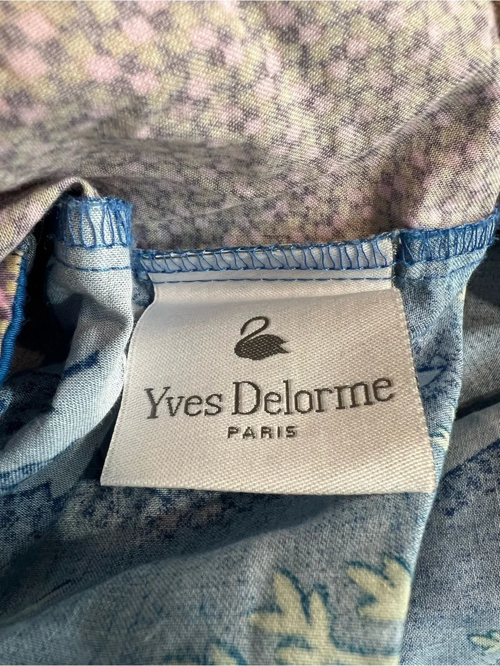 Yves Delorme Palmio Blue King Duvet Cover Floral 100% Cotton Made in France